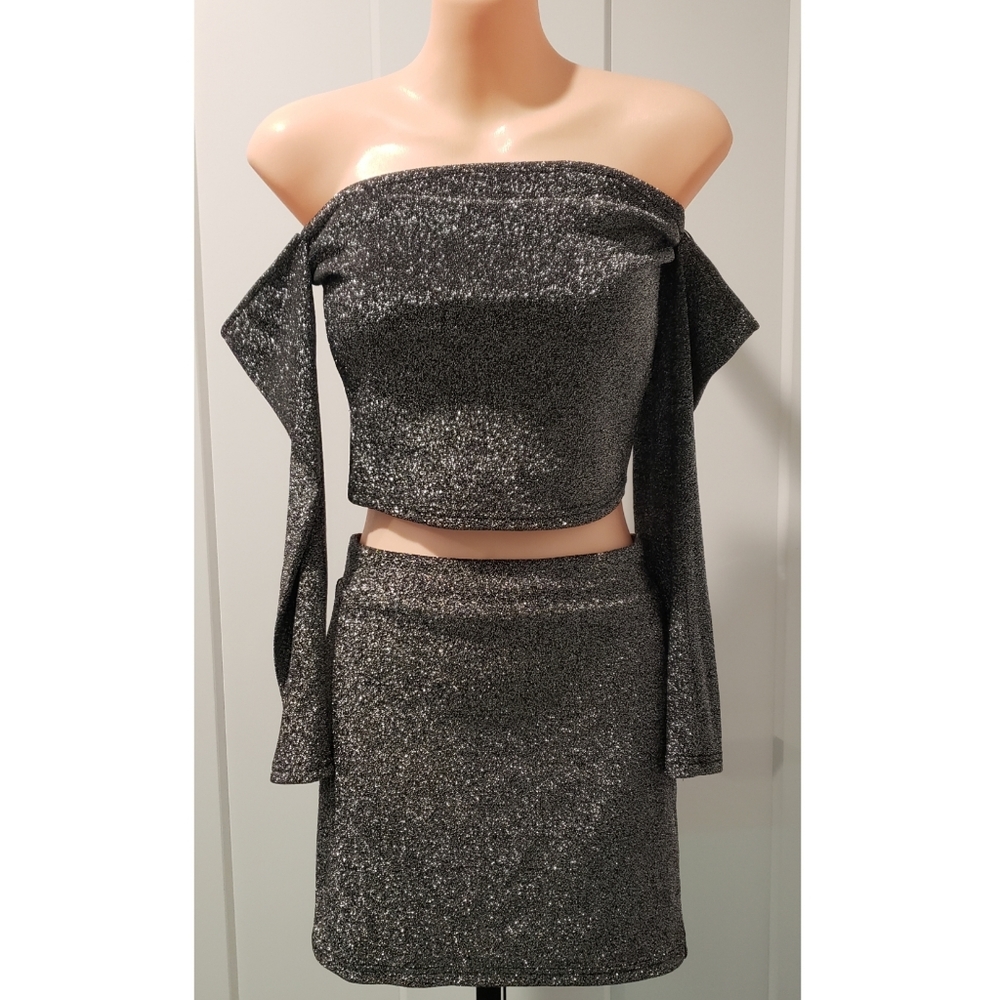 Forever 21 Glitter Knit Skirt Set